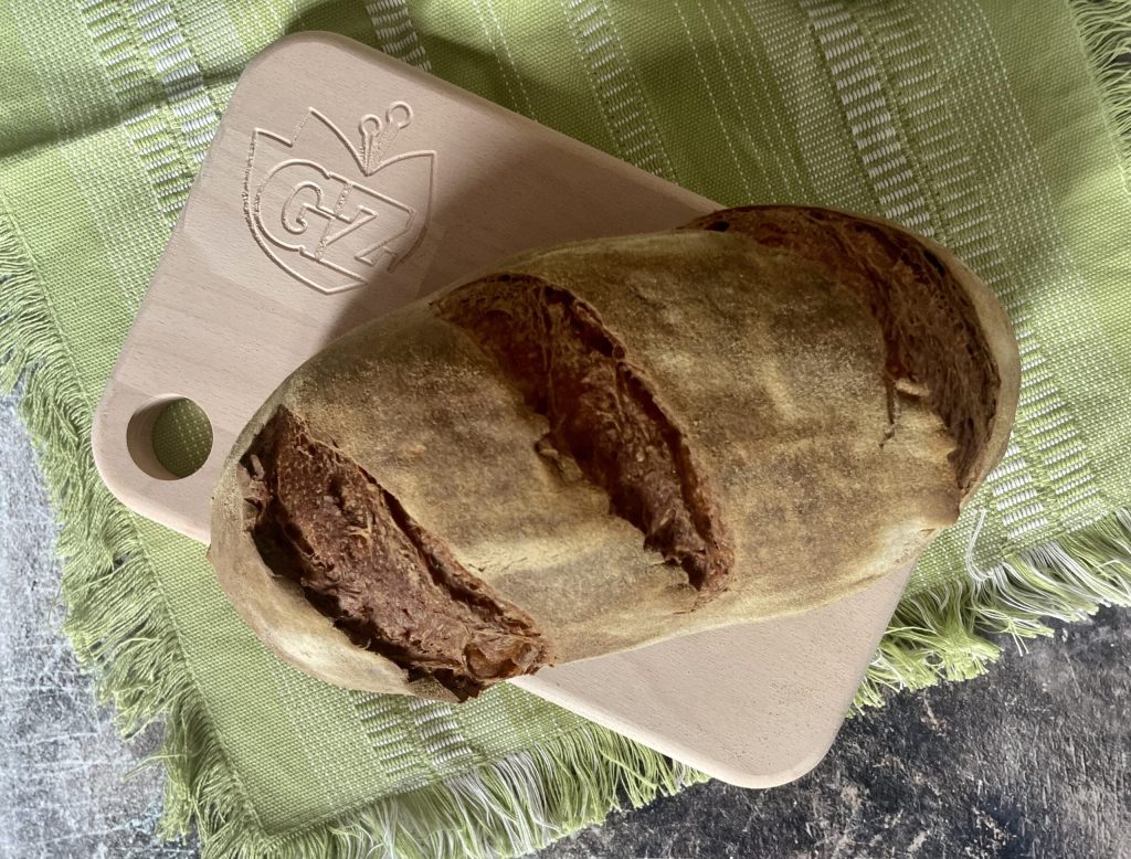 pan sin amasado con masa madre listo