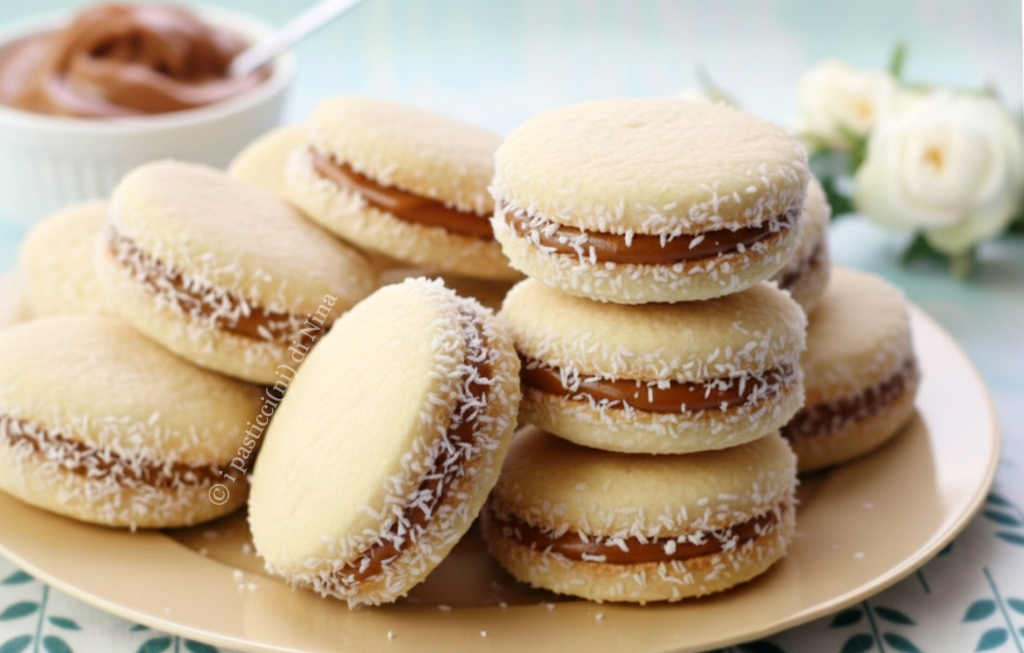 alfajores de maizena al dulce de leche receta original i pasticcini di Nina