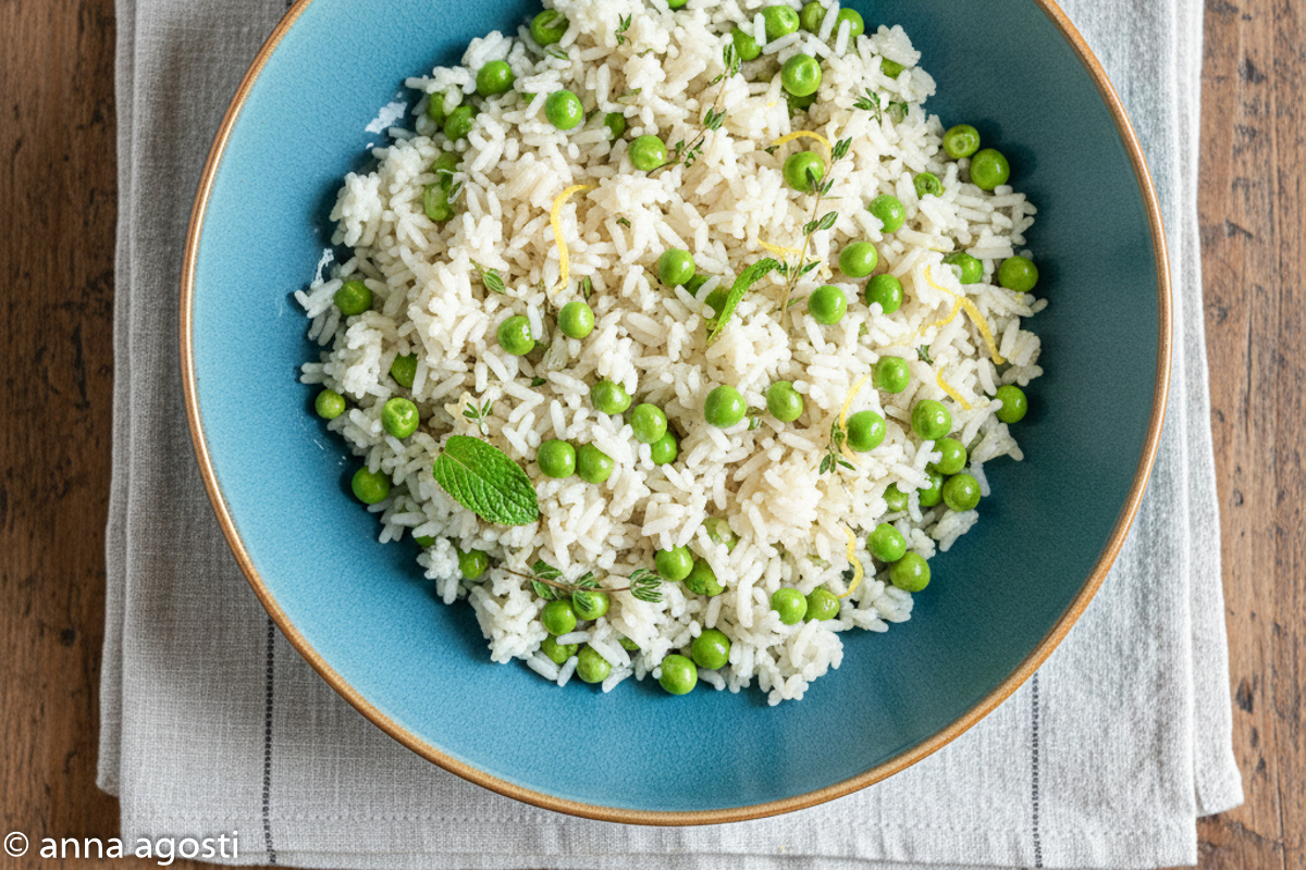 Arroz Pilaf de Primavera con Guisantes y Tomillo