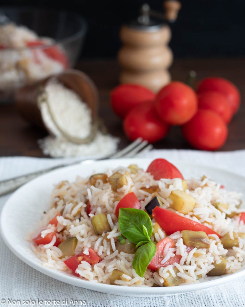 arroz basmati berenjenas y tomates