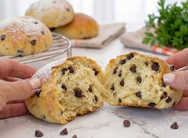 Brioches franceses con gotas de chocolate