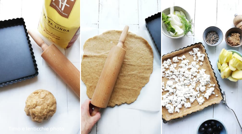 Brisé patatas cebollas aceitunas - tarta salada