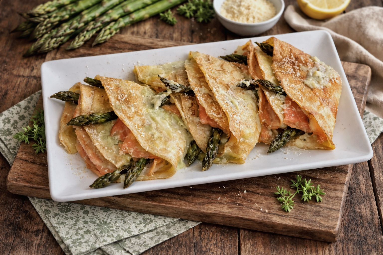 CREPES CON ESPÁRRAGOS Y SALMÓN