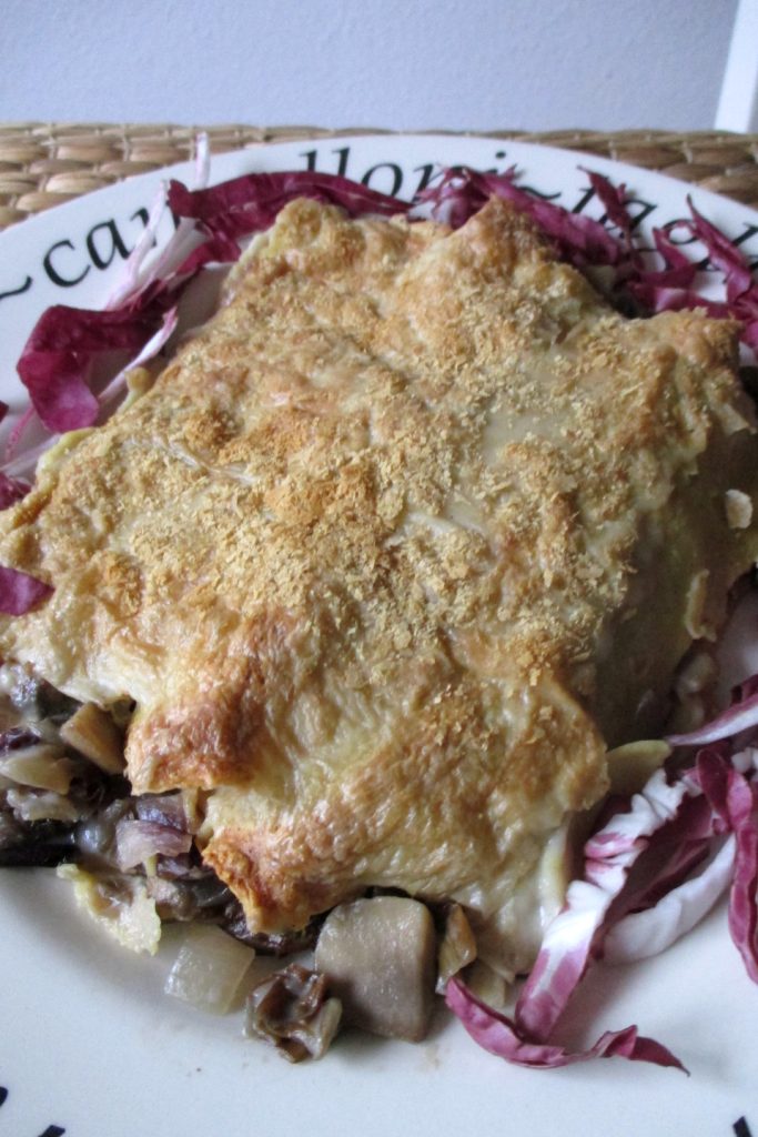 Crepes de radicchio y setas veganas, Mangia senza Pancia