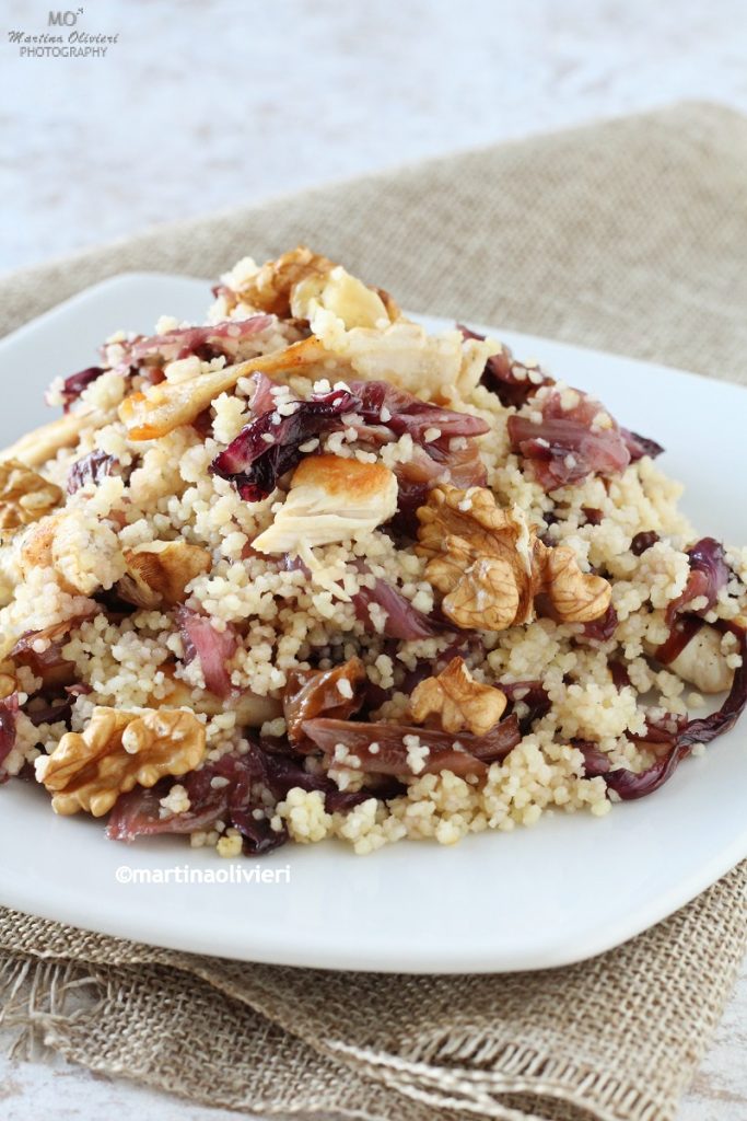 Cuscús con radicchio, pollo y nueces