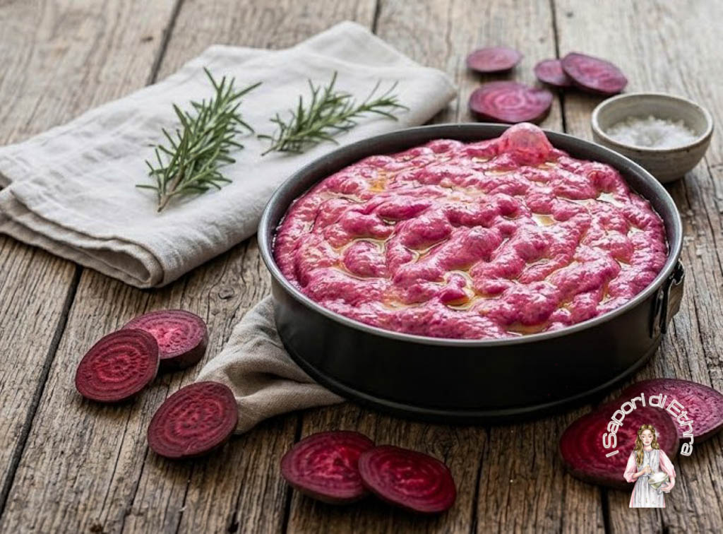 Focaccia de remolacha / masa con cuchara
