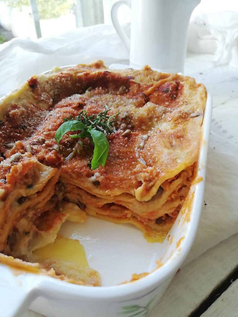 Lasañas con ragú vegetal