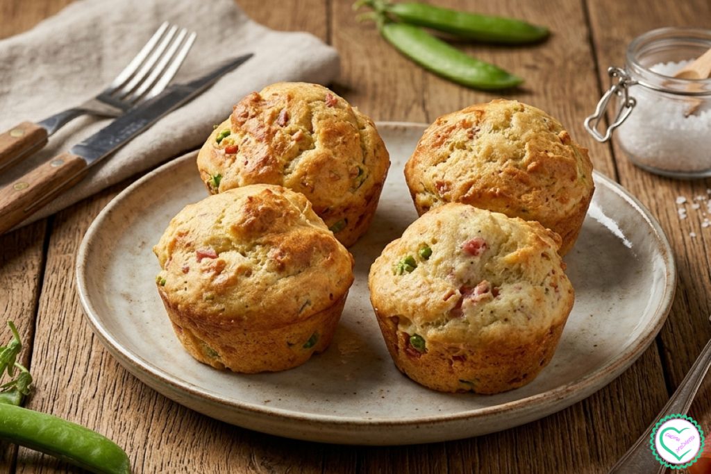 Receta de muffins salados con jamón y guisantes