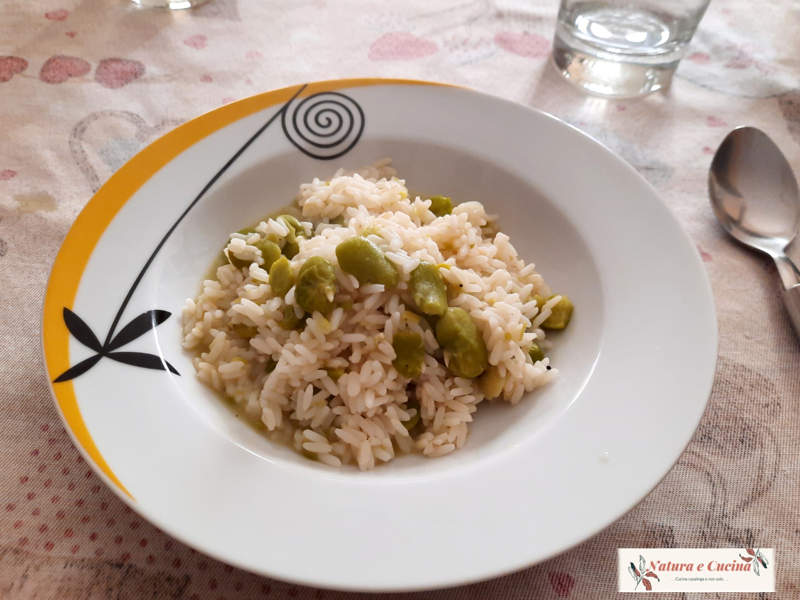 Arroz con habas y cebolleta