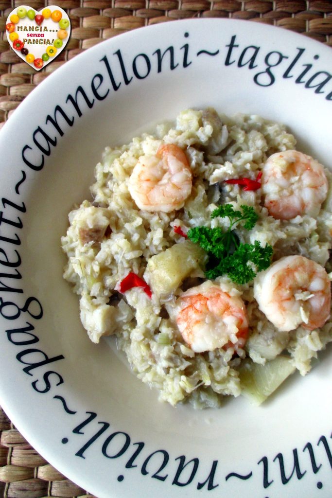 Risotto con gambas y alcachofas, Mangia senza Pancia