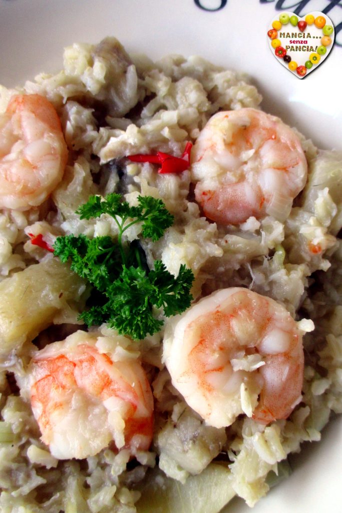 Risotto con gambas y alcachofas, Mangia senza Pancia