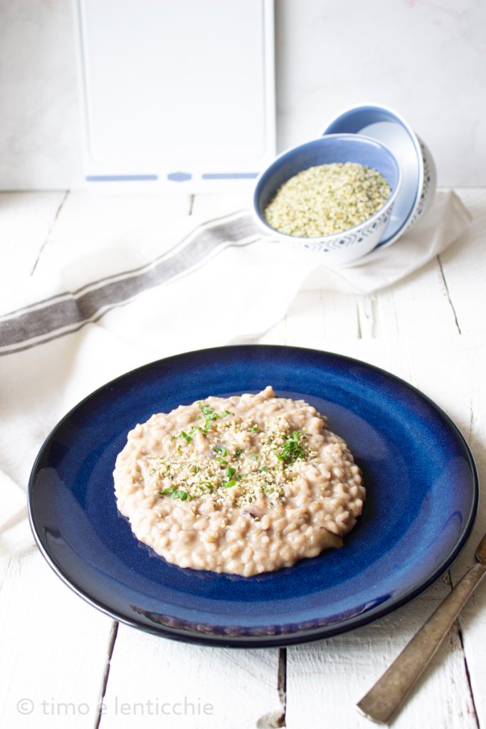 Risotto de radicchio tardío y queso de cabra
