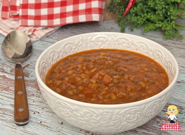 Sopa rápida de espelta y lentejas