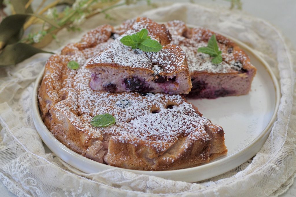 pastel de arándanos y yogur