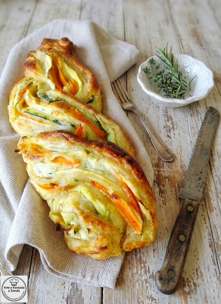 Trenza de calabacines y zanahorias