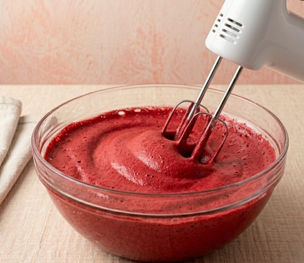 Brazo red velvet con crema y fresas