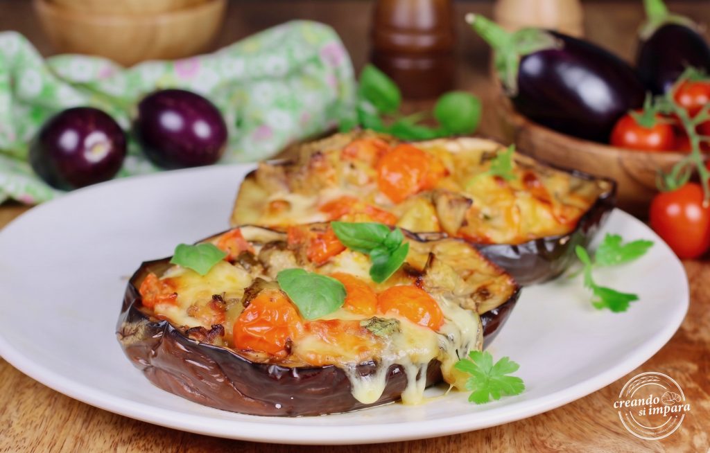 Berenjenas rellenas con tomatitos y mozzarella