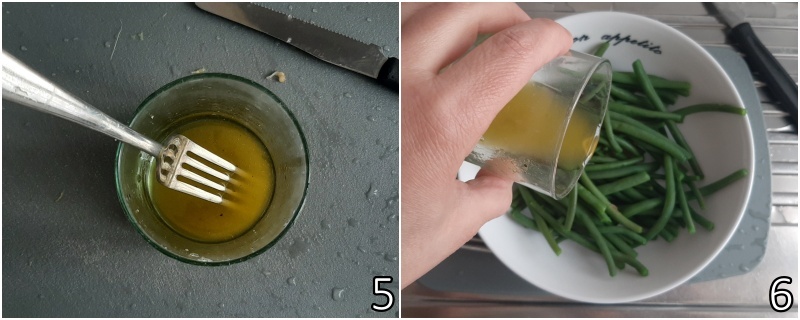 c. verter la emulsión sobre las judías cocidas