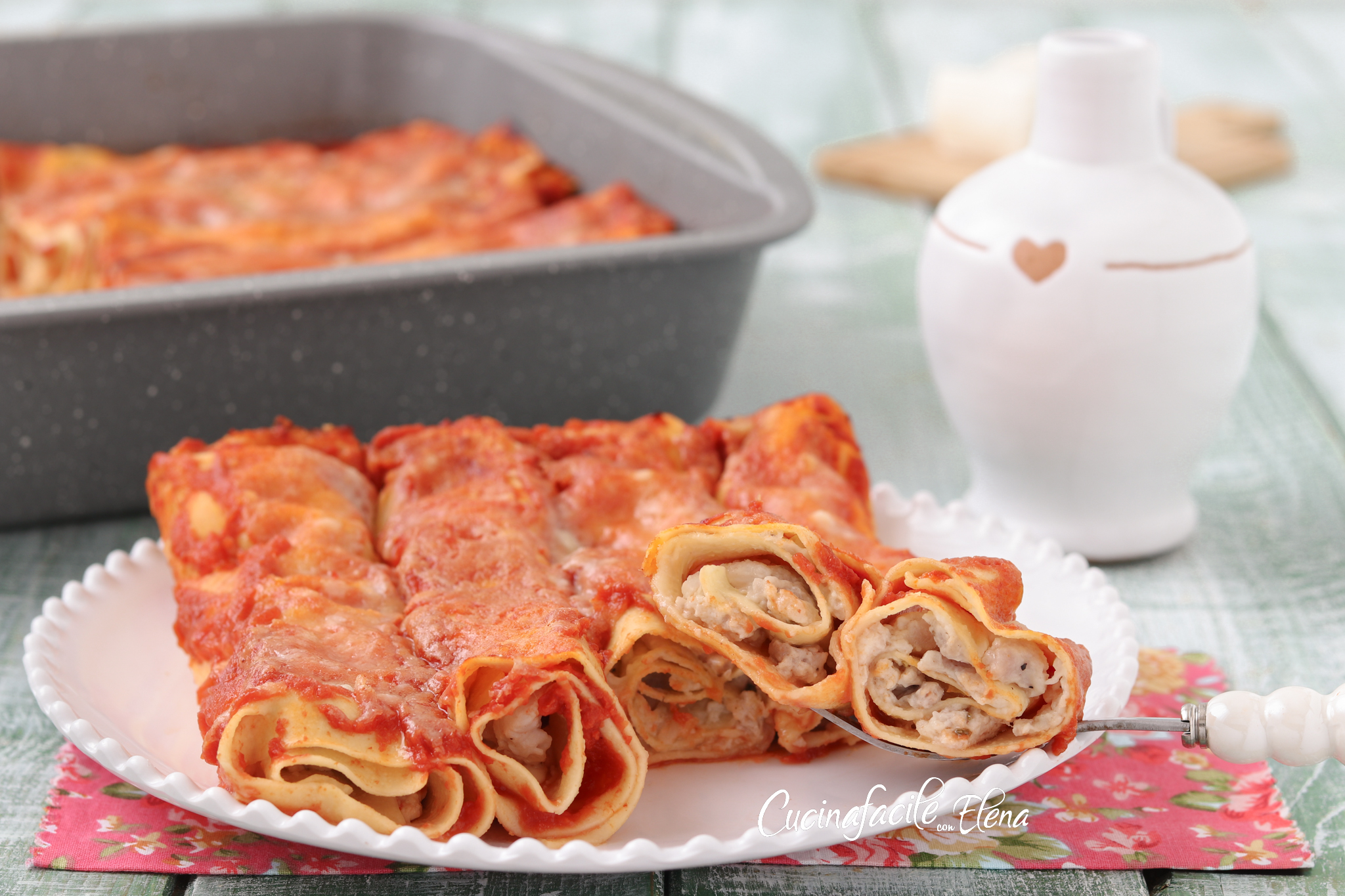 Canelones de salchicha y stracchino