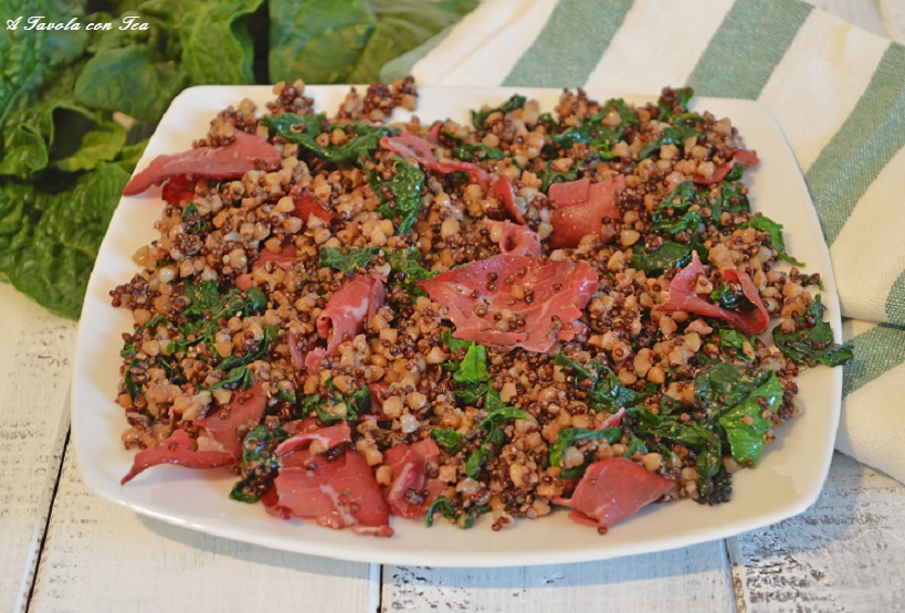 Quinoa, semillas de chía, arroz rojo y bresaola