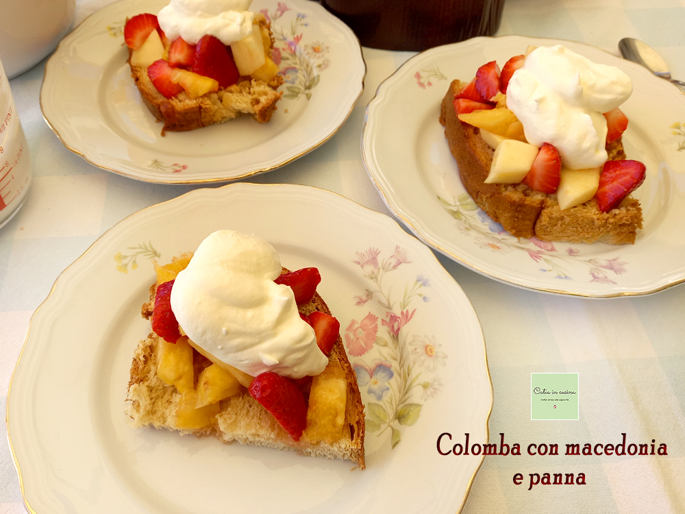 colomba con macedonia y nata montada