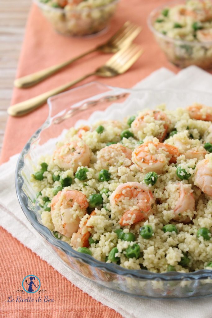 cous cous con guisantes y gambas