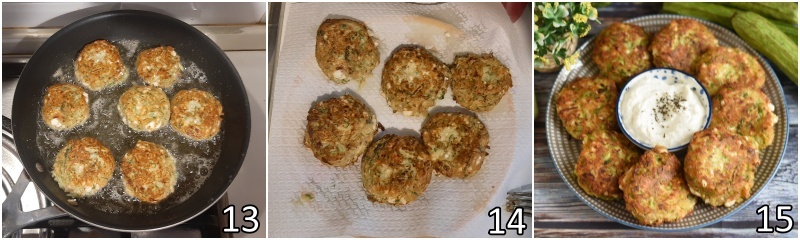 e. servir las albóndigas griegas de calabacín con tzatziki y varias salsas