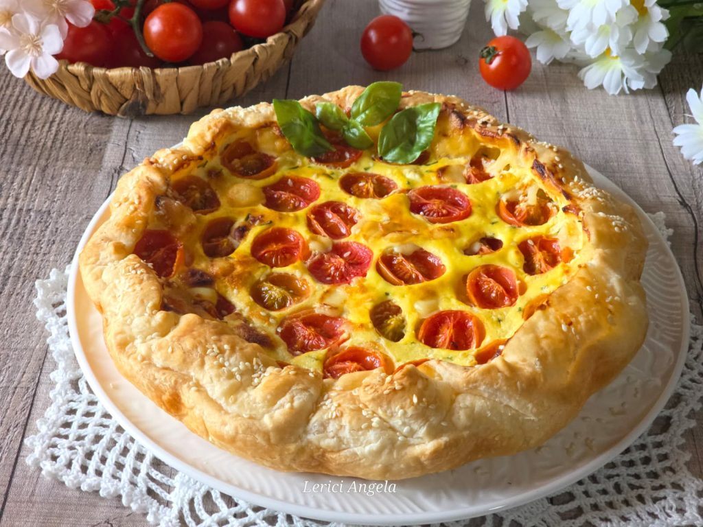 Tarta salada de ricotta y tomatitos al horno o en freidora de aire