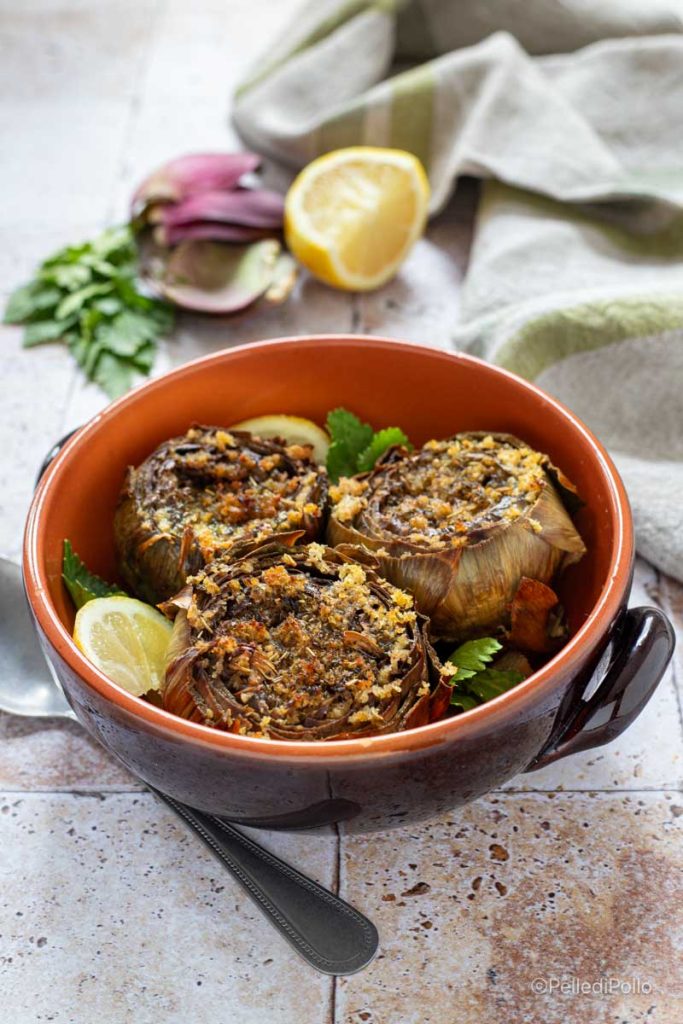 alcachofas mammole rellenas vegetarianas