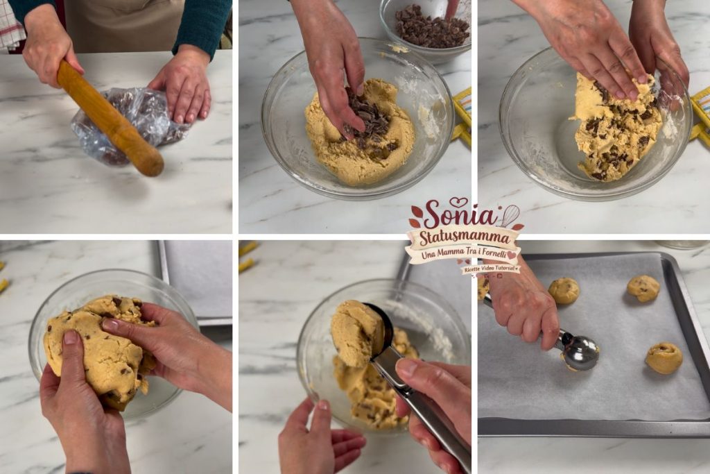 masa cookie americana con huevos de Pascua formado y preparación 3