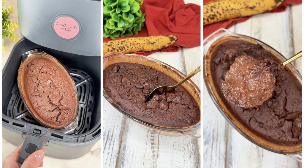 Brownie de chocolate para comer a cucharadas en freidora de aire