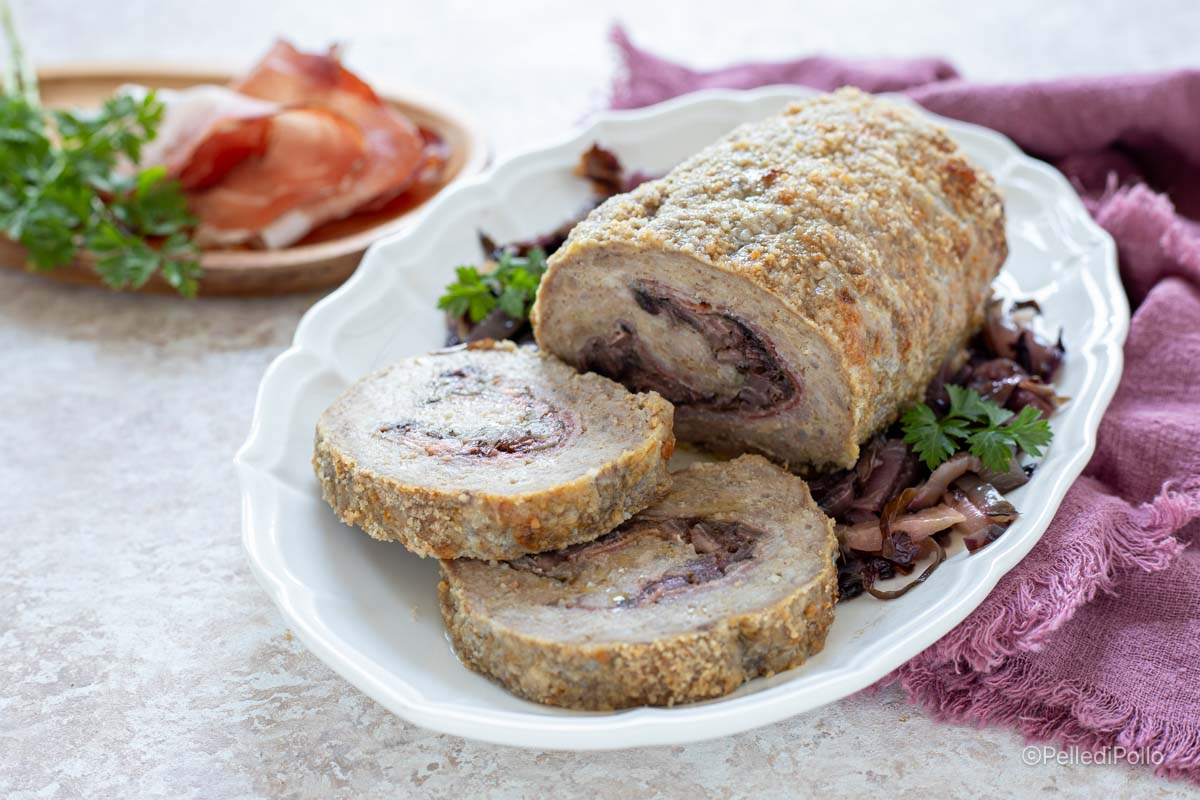 Pastel de carne con radicchio y speck