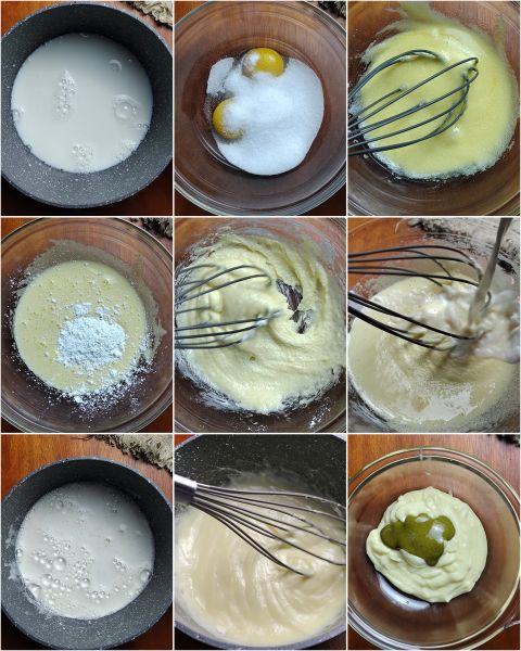 preparación de la crema pastelera de pistacho