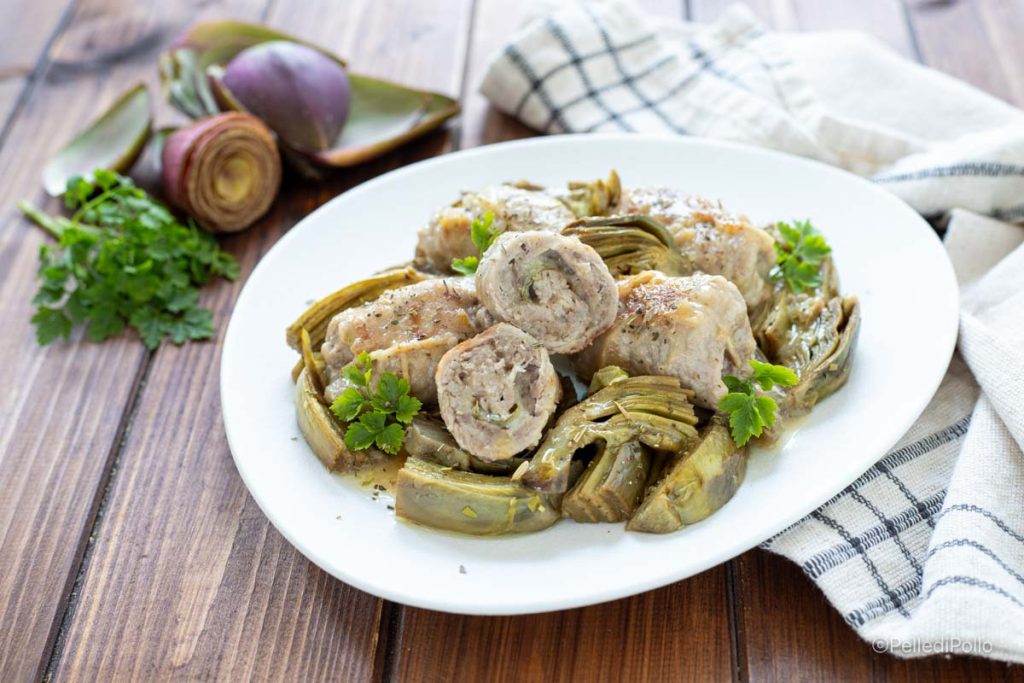 rollitos de ternera con alcachofas