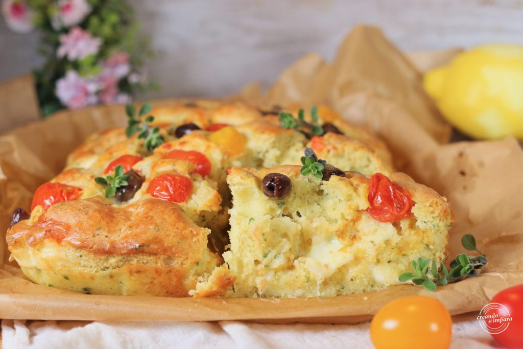 tarta salada con tomatitos y asiago