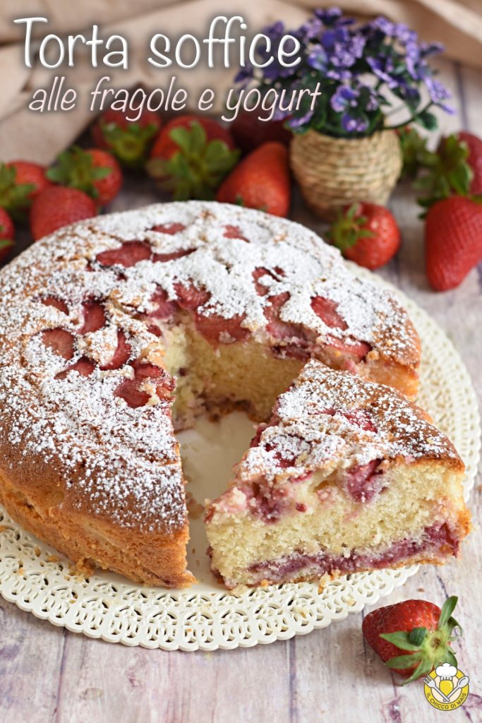 v_ tarta esponjosa de fresas y yogur receta rápida sin mantequilla dulce suave de fresas il chicco di mais