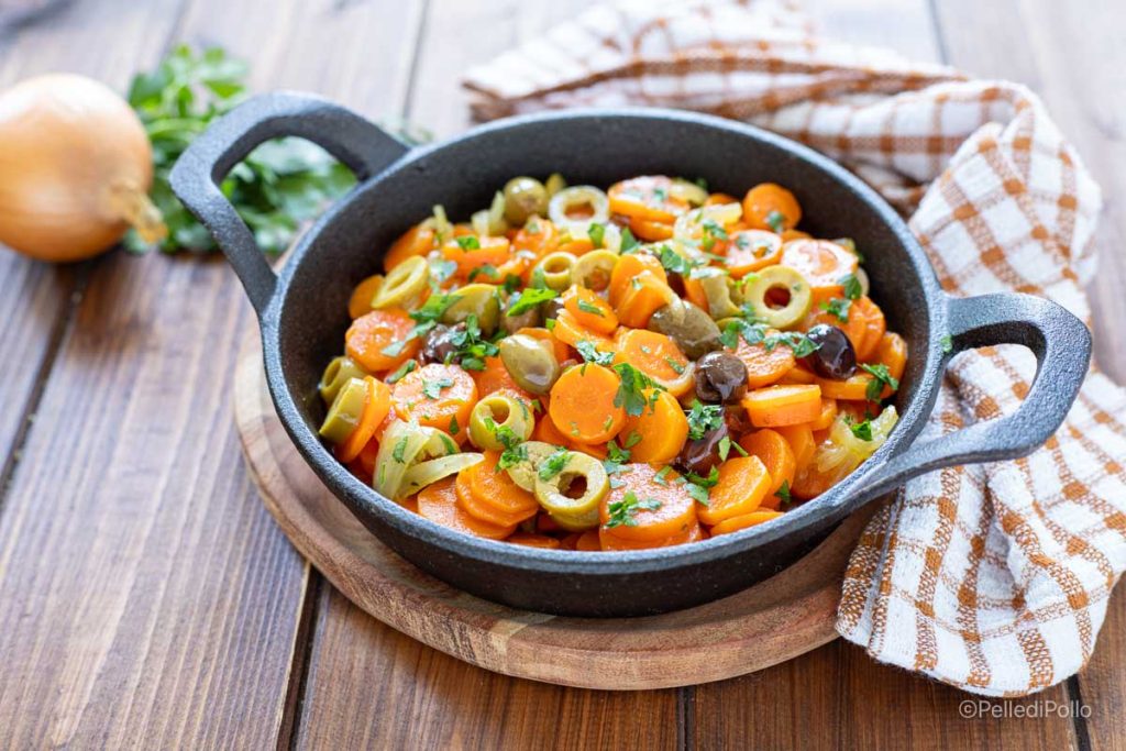 zanahorias salteadas con aceitunas