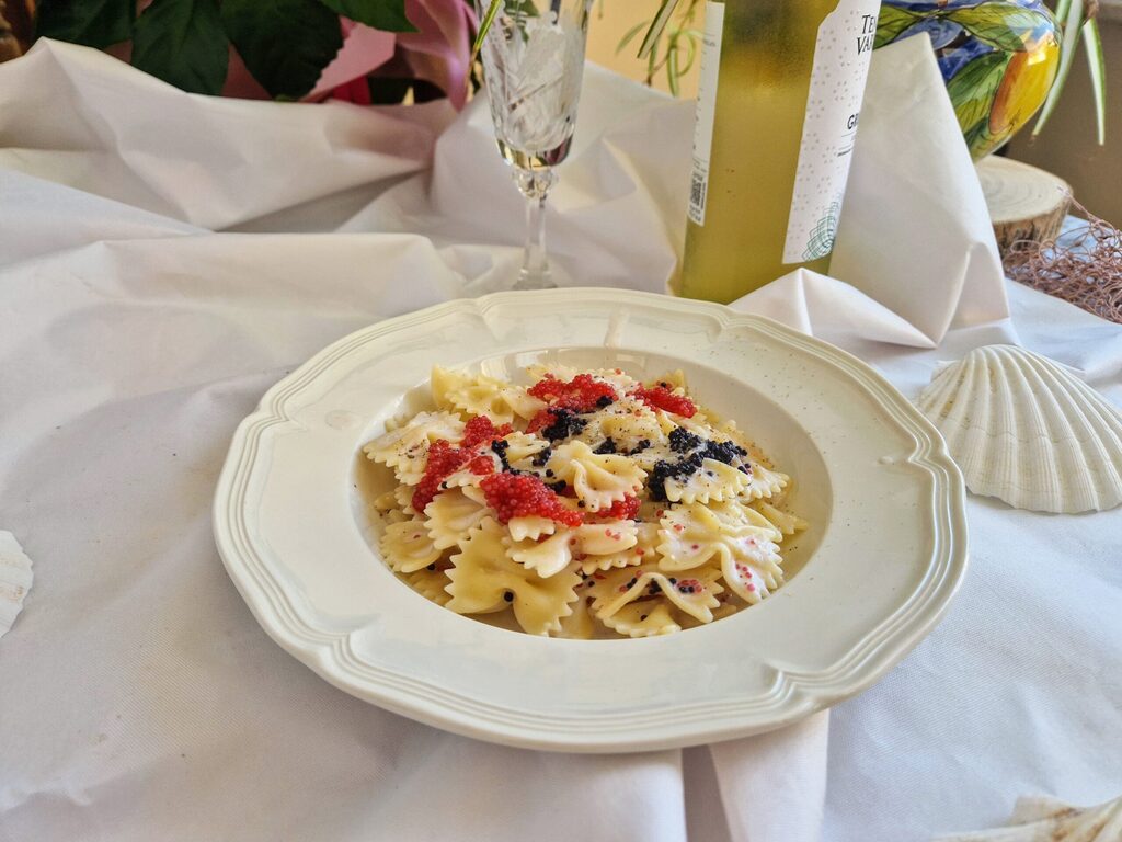 As farfalle com caviar