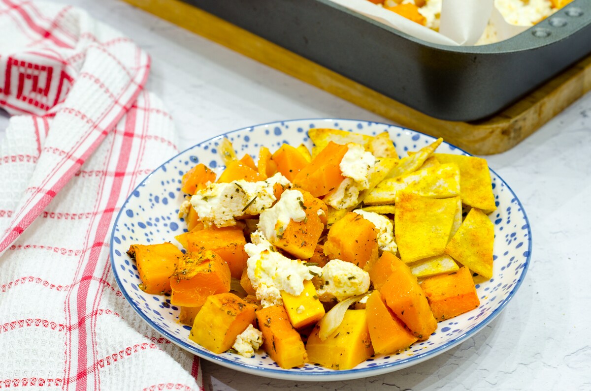 Abóbora assada com queijo