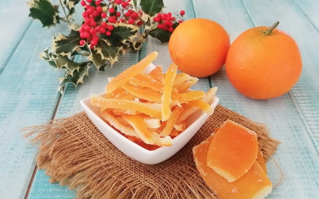 cascas de laranjas cristalizadas