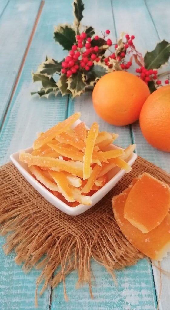 cascas de laranja cristalizadas