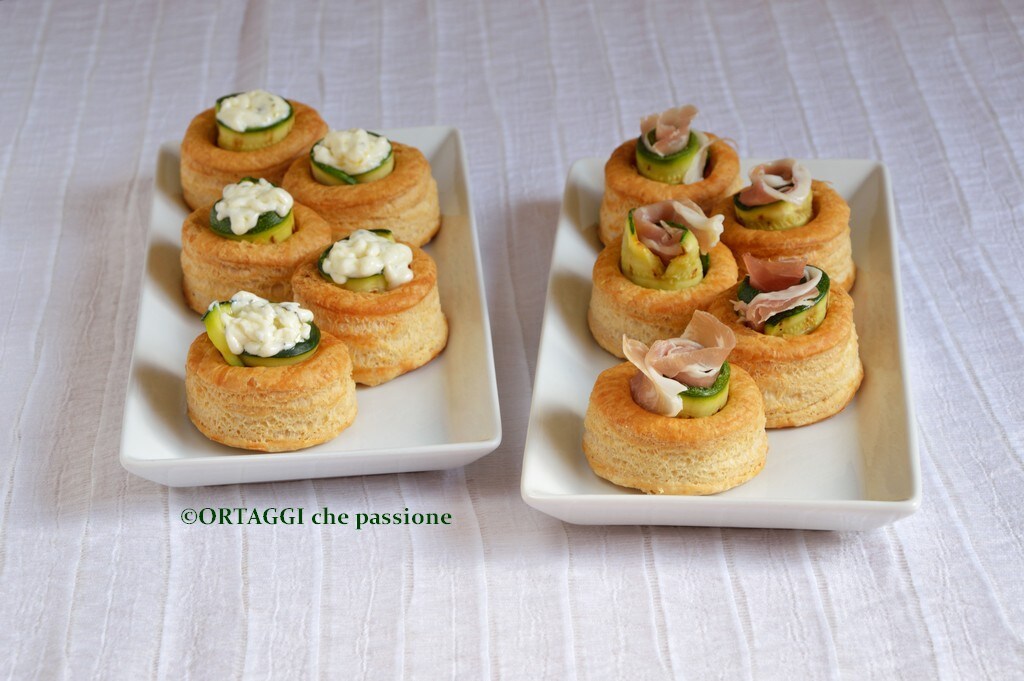 Vol Au Vent recheados com verduras – abobrinhas grelhadas