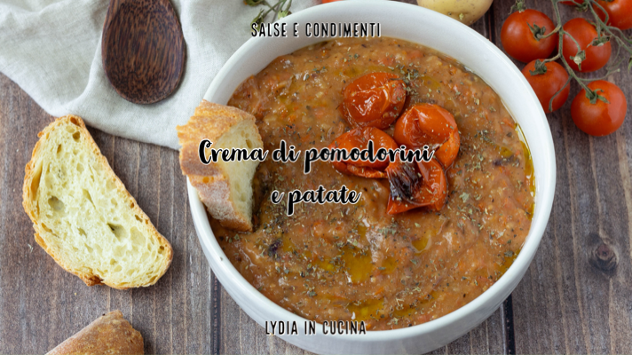 Creme de tomatinhos e batatas assadas