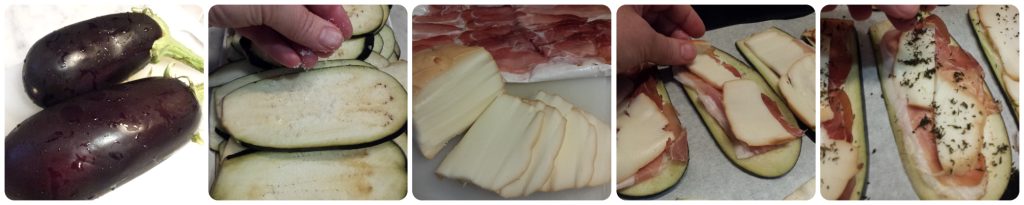rolinhos de berinjela com queijo defumado e speck