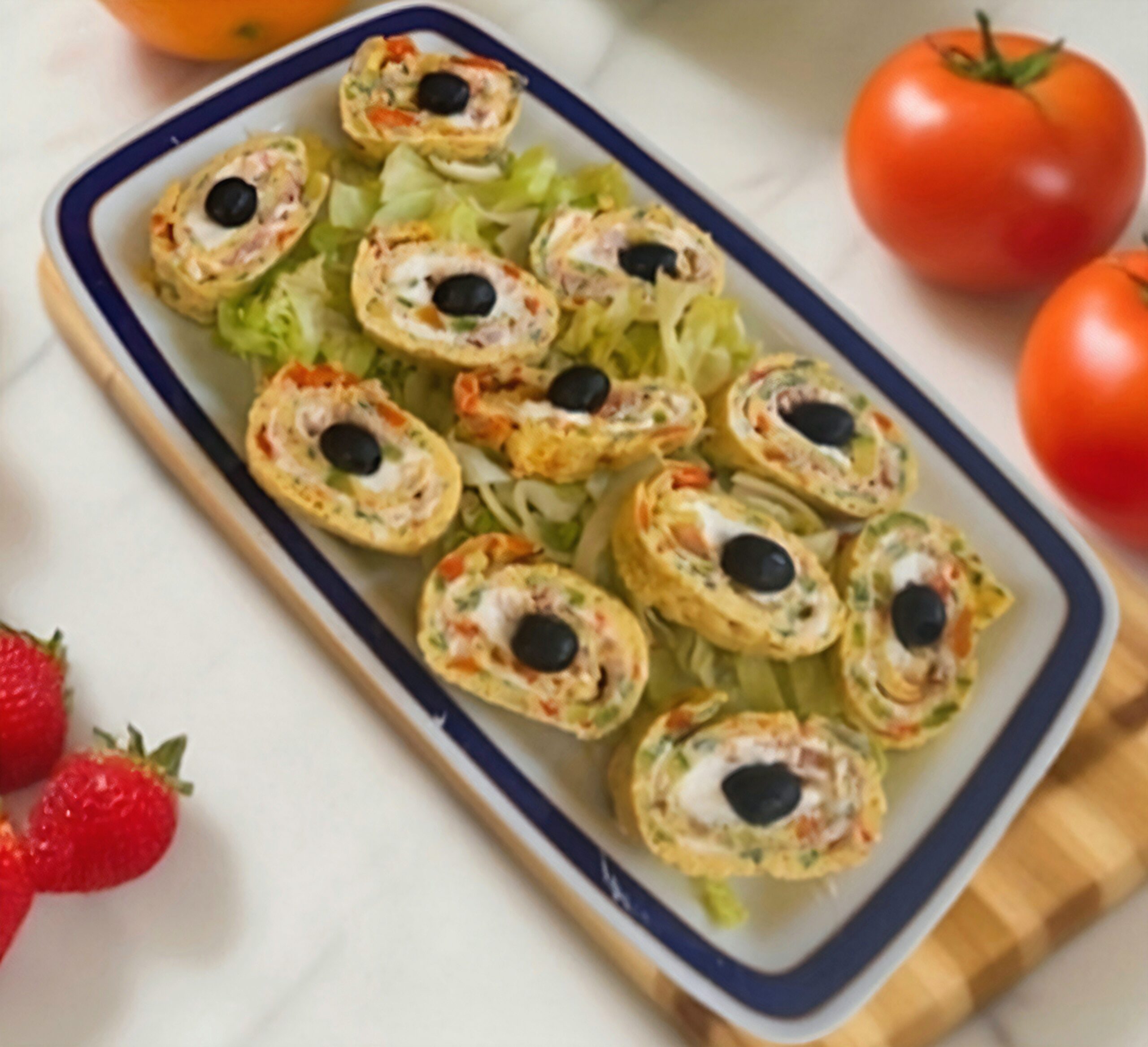 Rolo de omelete com legumes light