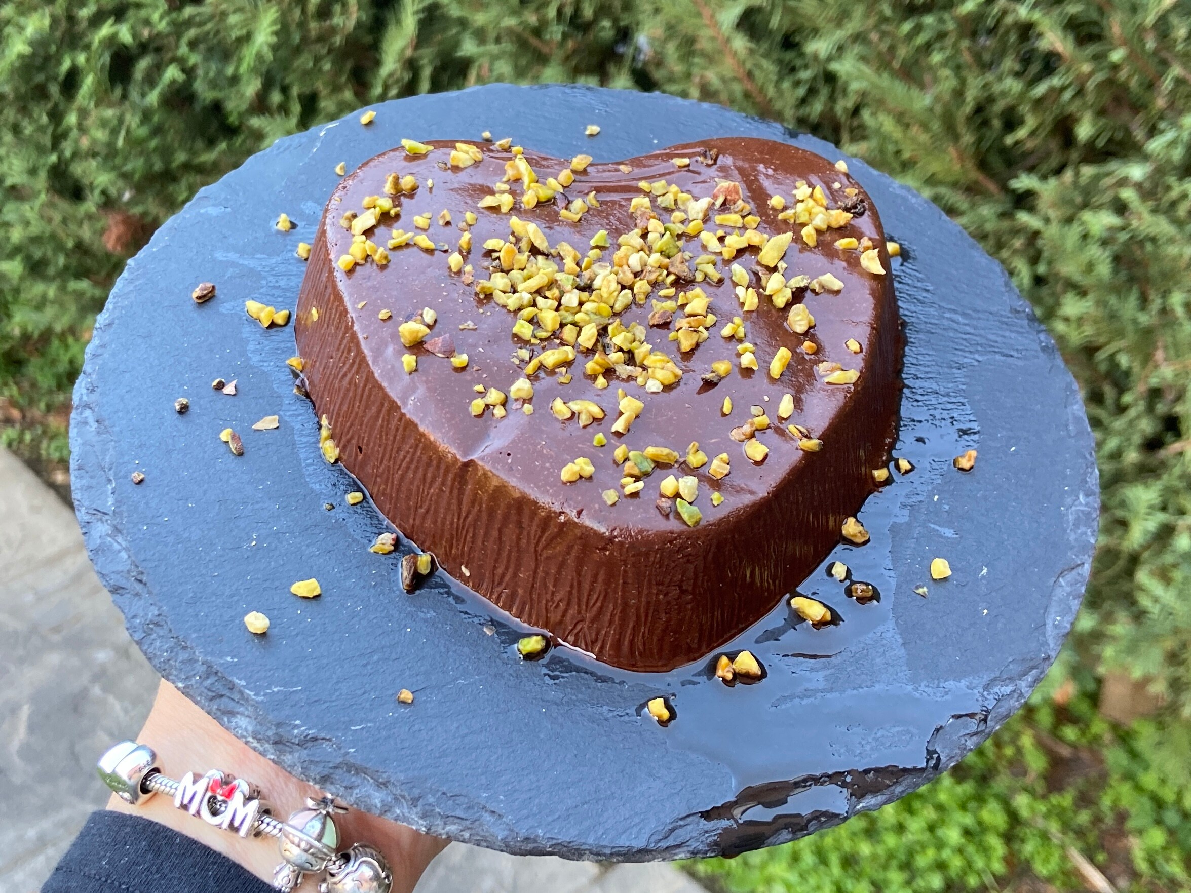 Pudim de caqui e cacau