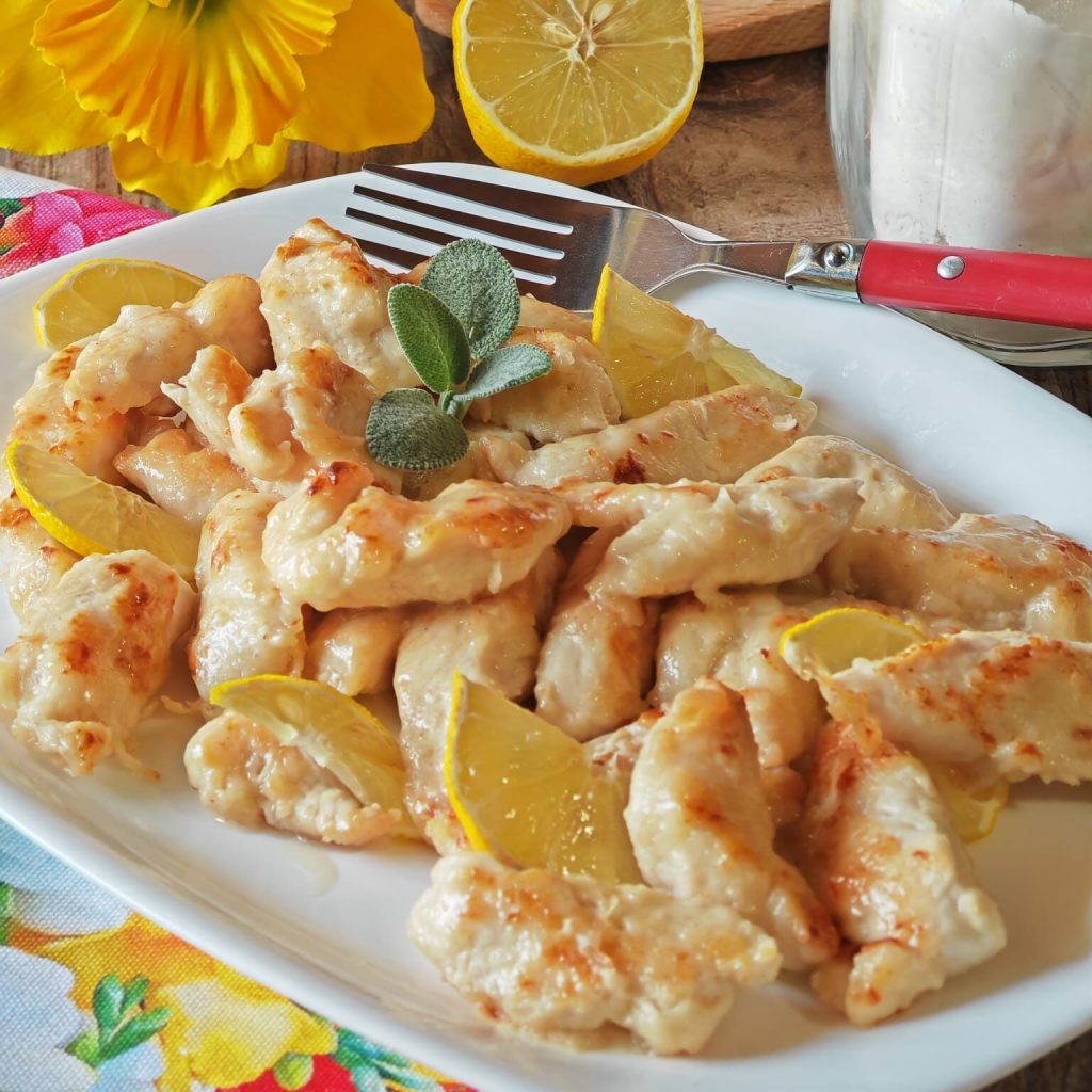 Tirinhas de frango ao limão