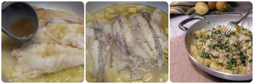 tamboril com batatas e gremolata