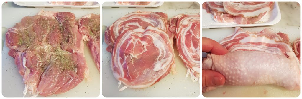 rolinhos de frango assados com batatas