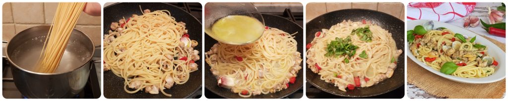 condimento do espaguete cremoso com amêijoas